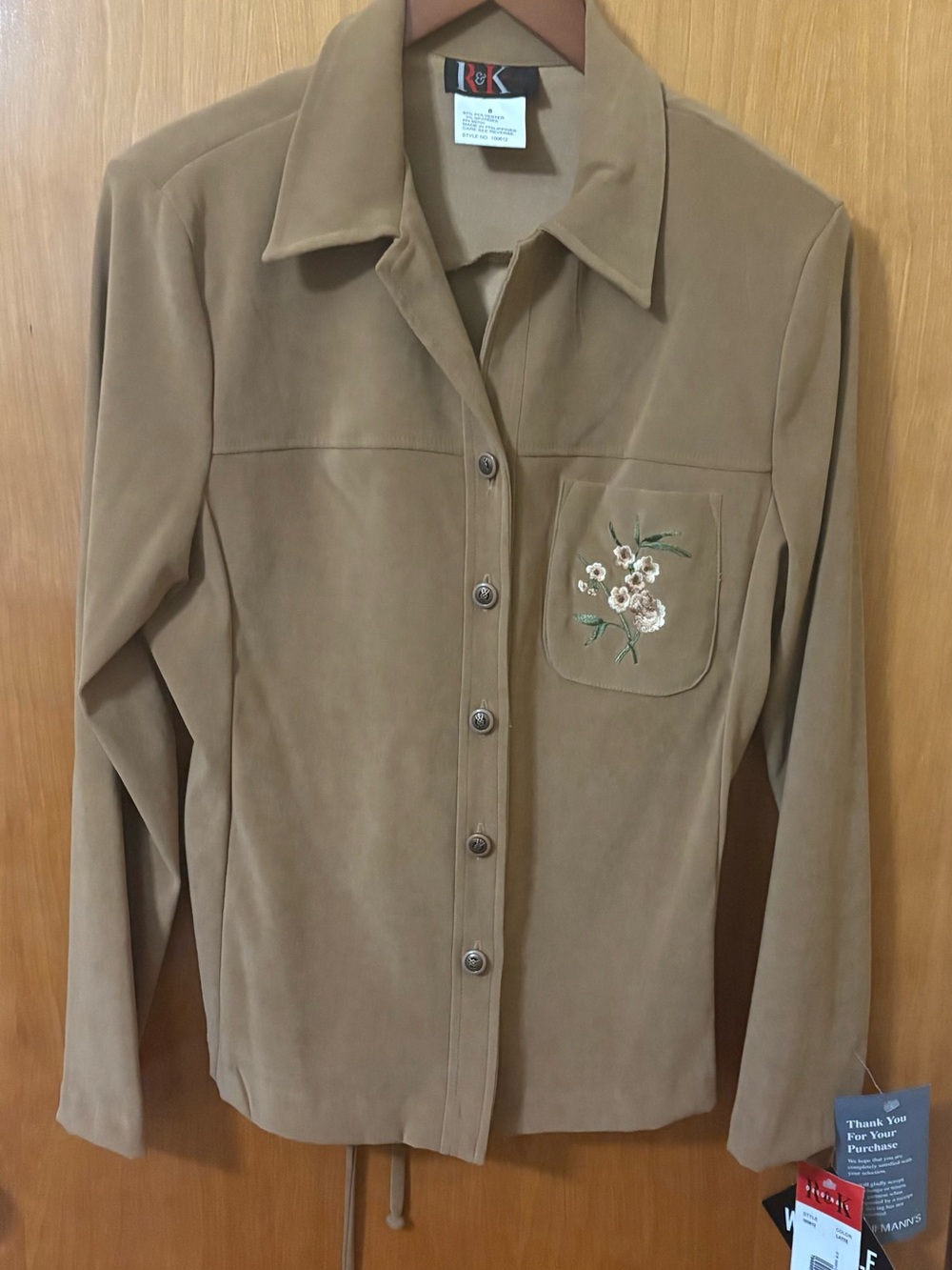 NWT R&K Castle Hill Super Soft Embroidered Tie-Back Shirt Jacket | Size 8 - Picture 3 of 5